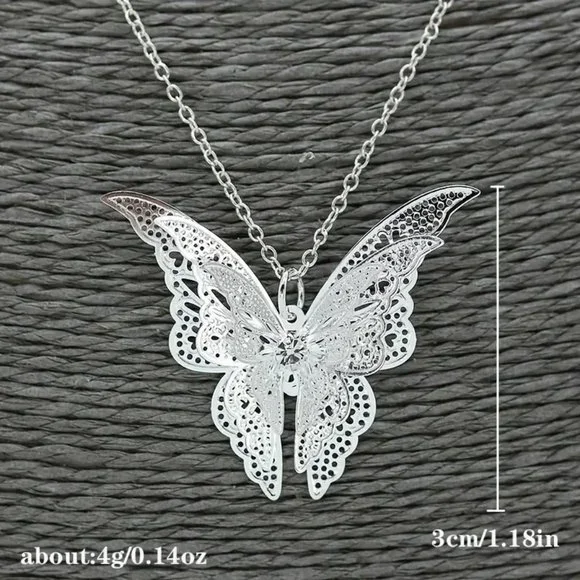 Silver-Tone Butterfly Necklace - Picture 2 of 5